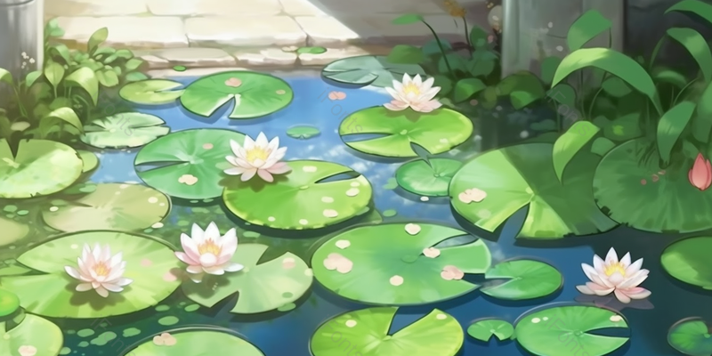 池塘里的睡莲盛开清新淡雅荷花插画设计素材壁纸,插画/手绘图,插画/手绘图库,插画/手绘图下载,插画/手绘